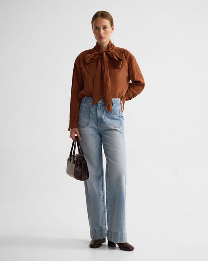 Jenna Rayon Blend Scarf Neck Top