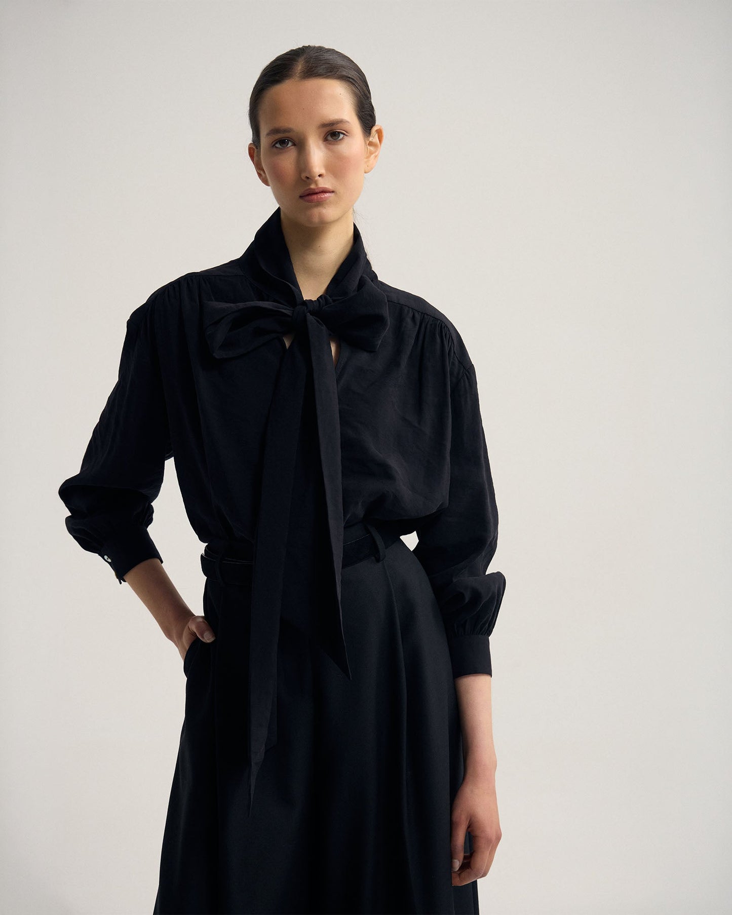 Jenna Rayon Blend Scarf Neck Top
