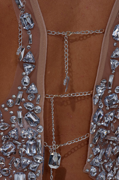 ALL THE BLING RHINESTONE OPEN BACK TOP
