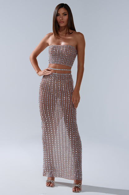 ALL THE SHINE RHINESTONE MAXI SKIRT