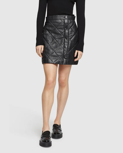 Ronnie Quilted Mini Leather Skirt
