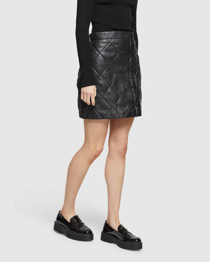 Ronnie Quilted Mini Leather Skirt