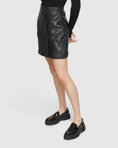 Ronnie Quilted Mini Leather Skirt