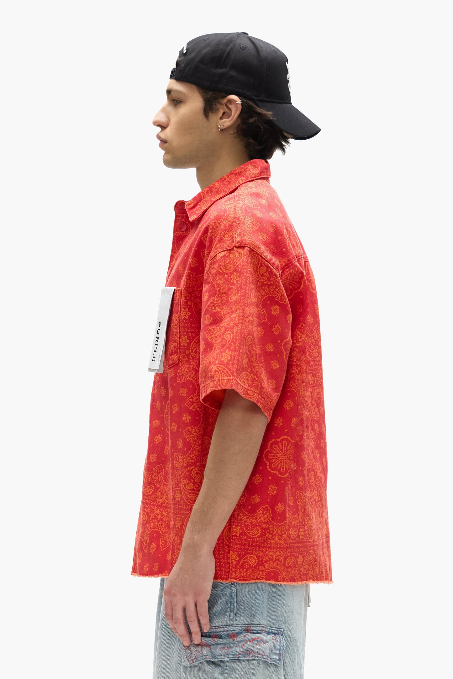 P035 Bandana Print Short Sleeve Shirt