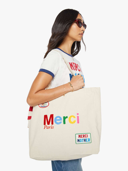 Merci x MOTHER Merci Tote - Ecru And Multi