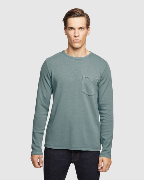 Albert Waffle Crew Neck Long Sleeve Tee