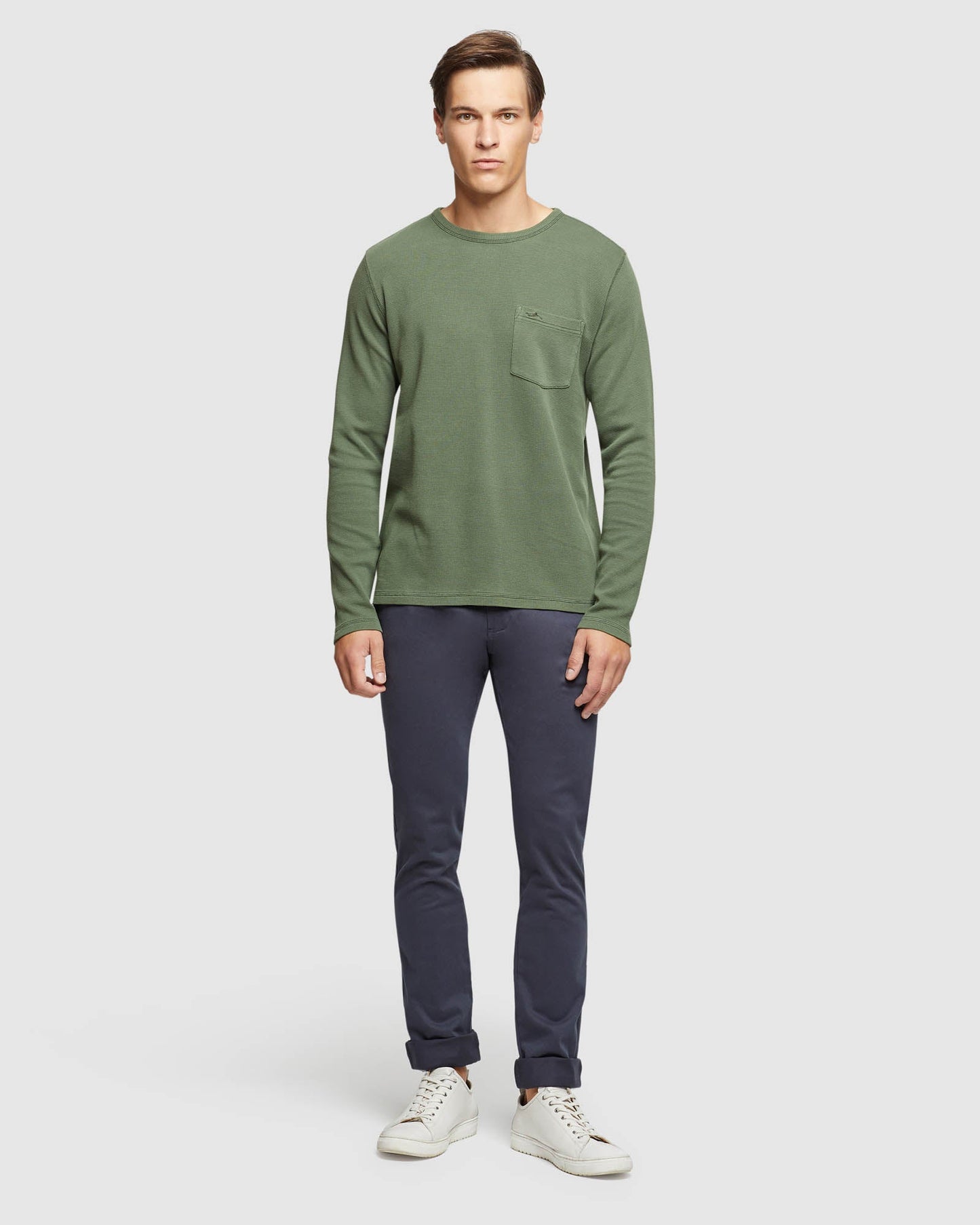 Albert Waffle Crew Neck Long Sleeve Tee