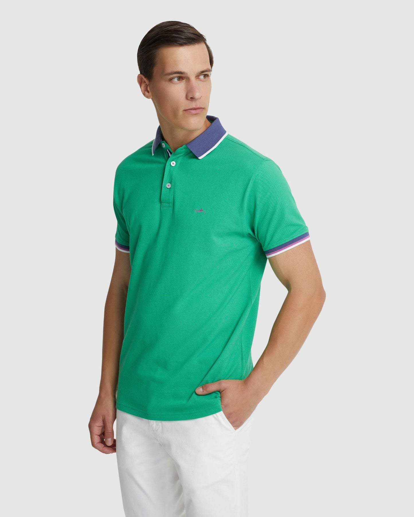 Cam Contrast Collar Pique Polo