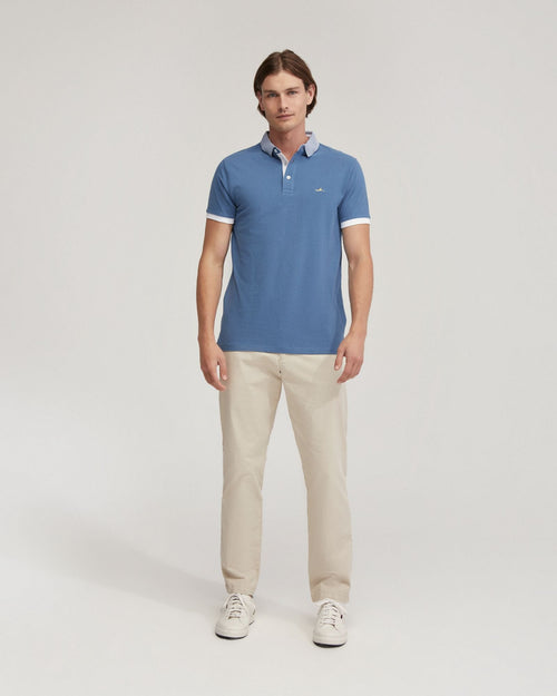 Dylan Striped Collar Pique Polo