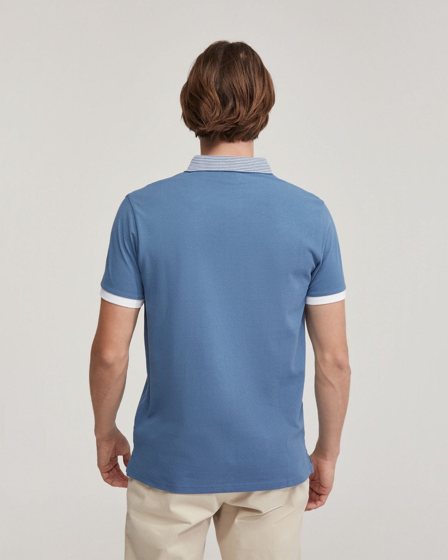 Dylan Striped Collar Pique Polo