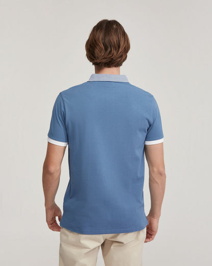 Dylan Striped Collar Pique Polo