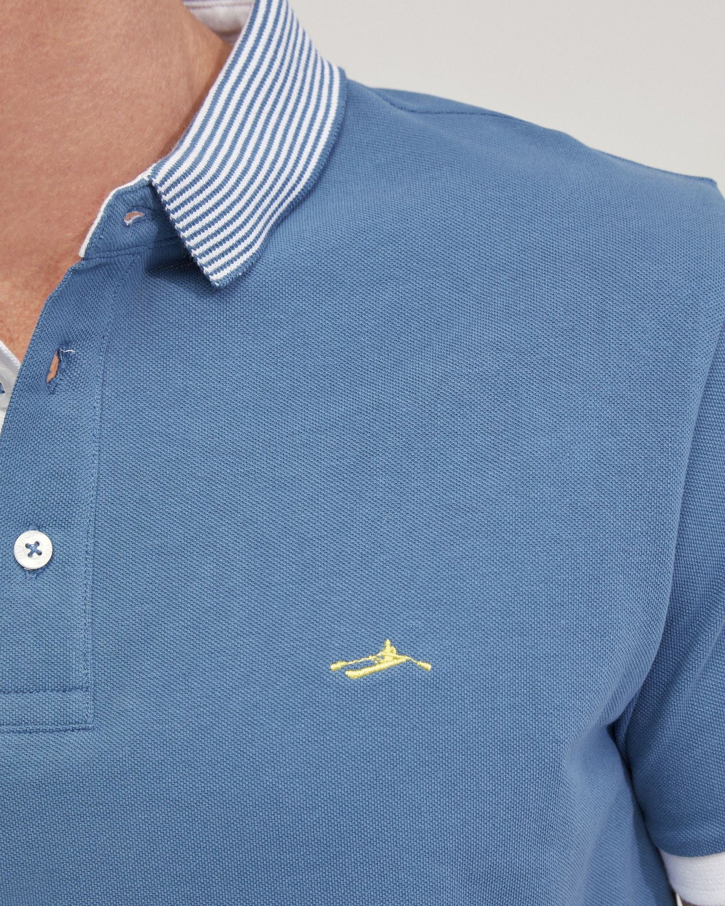 Dylan Striped Collar Pique Polo