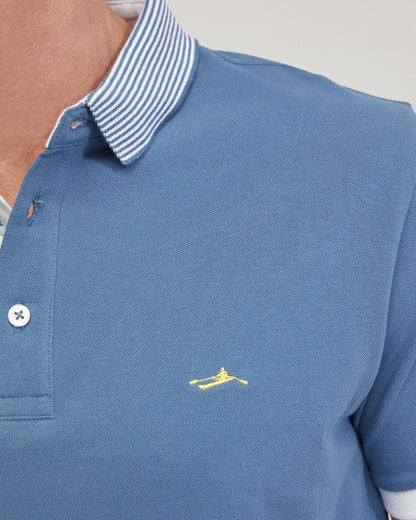 Dylan Striped Collar Pique Polo
