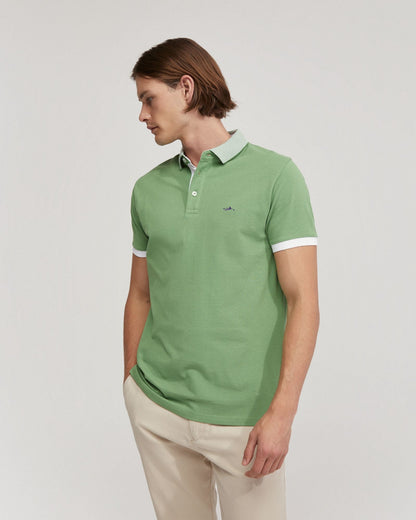 Dylan Striped Collar Pique Polo