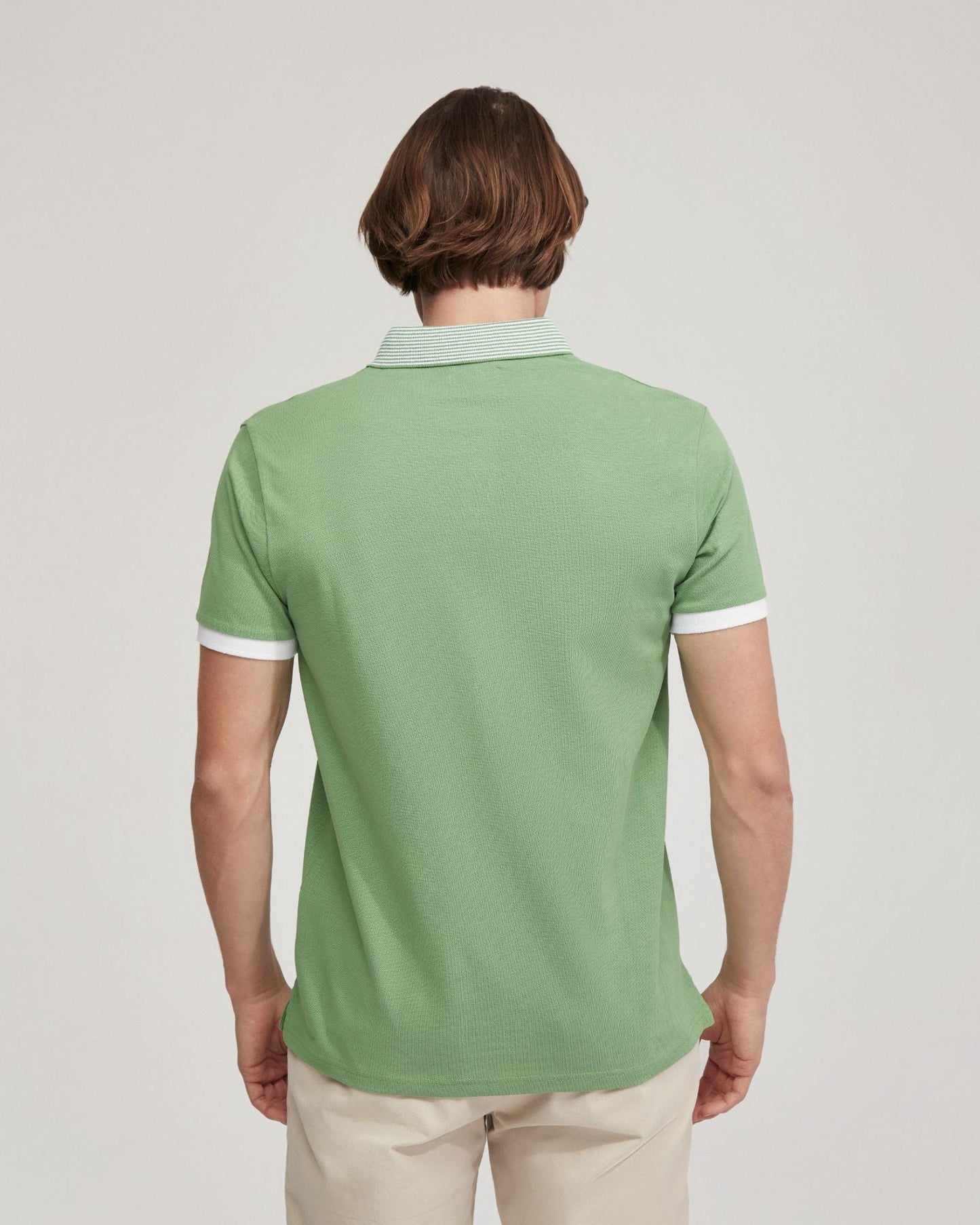 Dylan Striped Collar Pique Polo