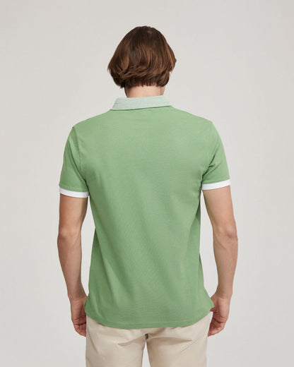 Dylan Striped Collar Pique Polo