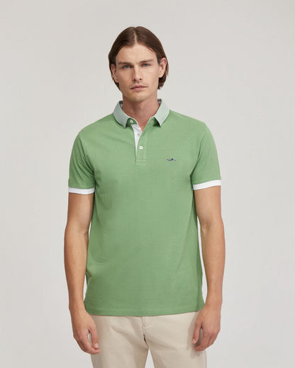 Dylan Striped Collar Pique Polo
