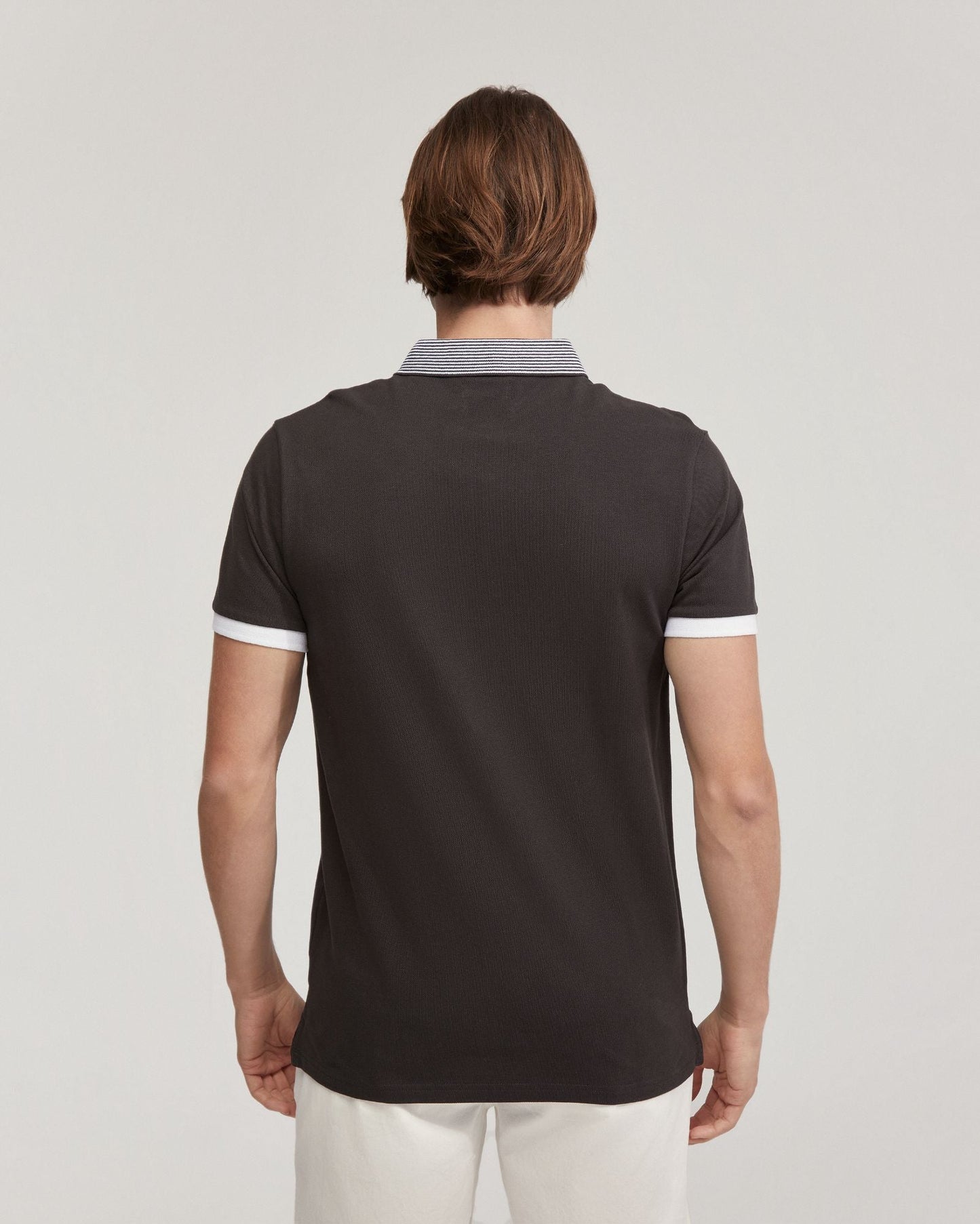 Dylan Striped Collar Pique Polo