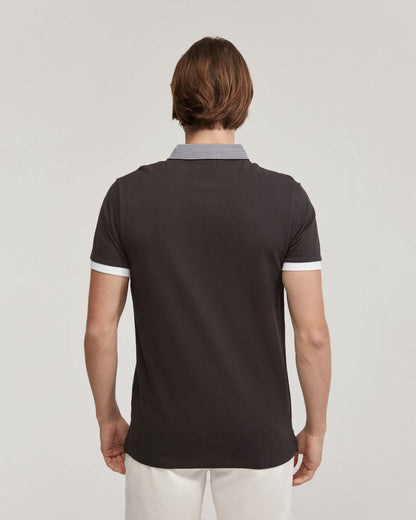 Dylan Striped Collar Pique Polo