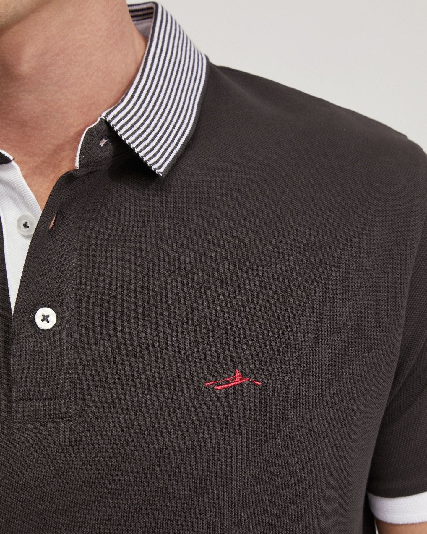 Dylan Striped Collar Pique Polo