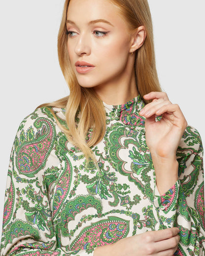 Leila Paisley Printed Mini Dress