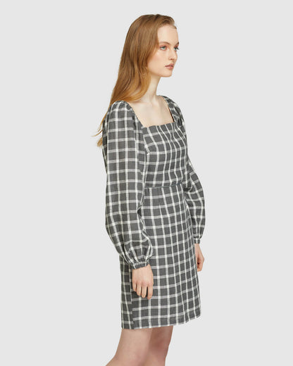 Cilly Check Linen Mini Dress