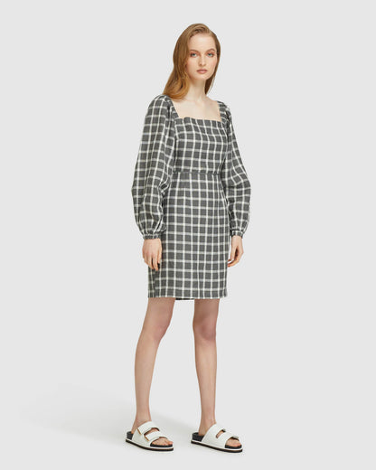 Cilly Check Linen Mini Dress