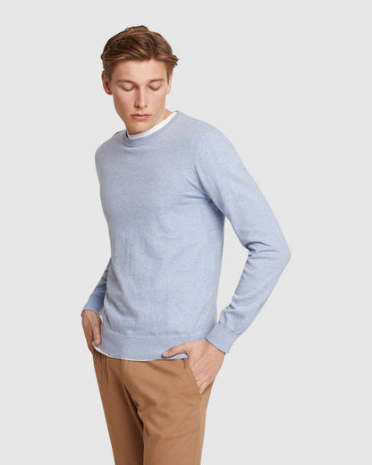 Crew Neck Cotton Cashmere Pullovr