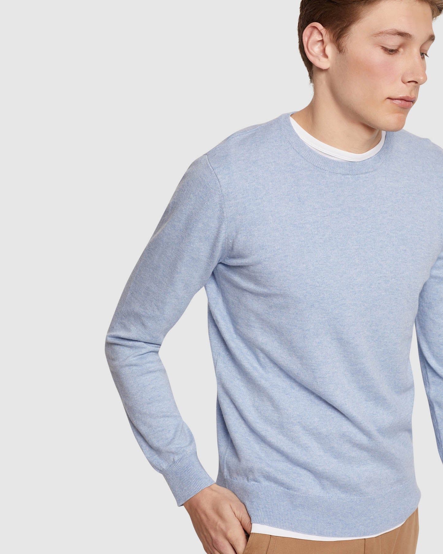 Crew Neck Cotton Cashmere Pullovr
