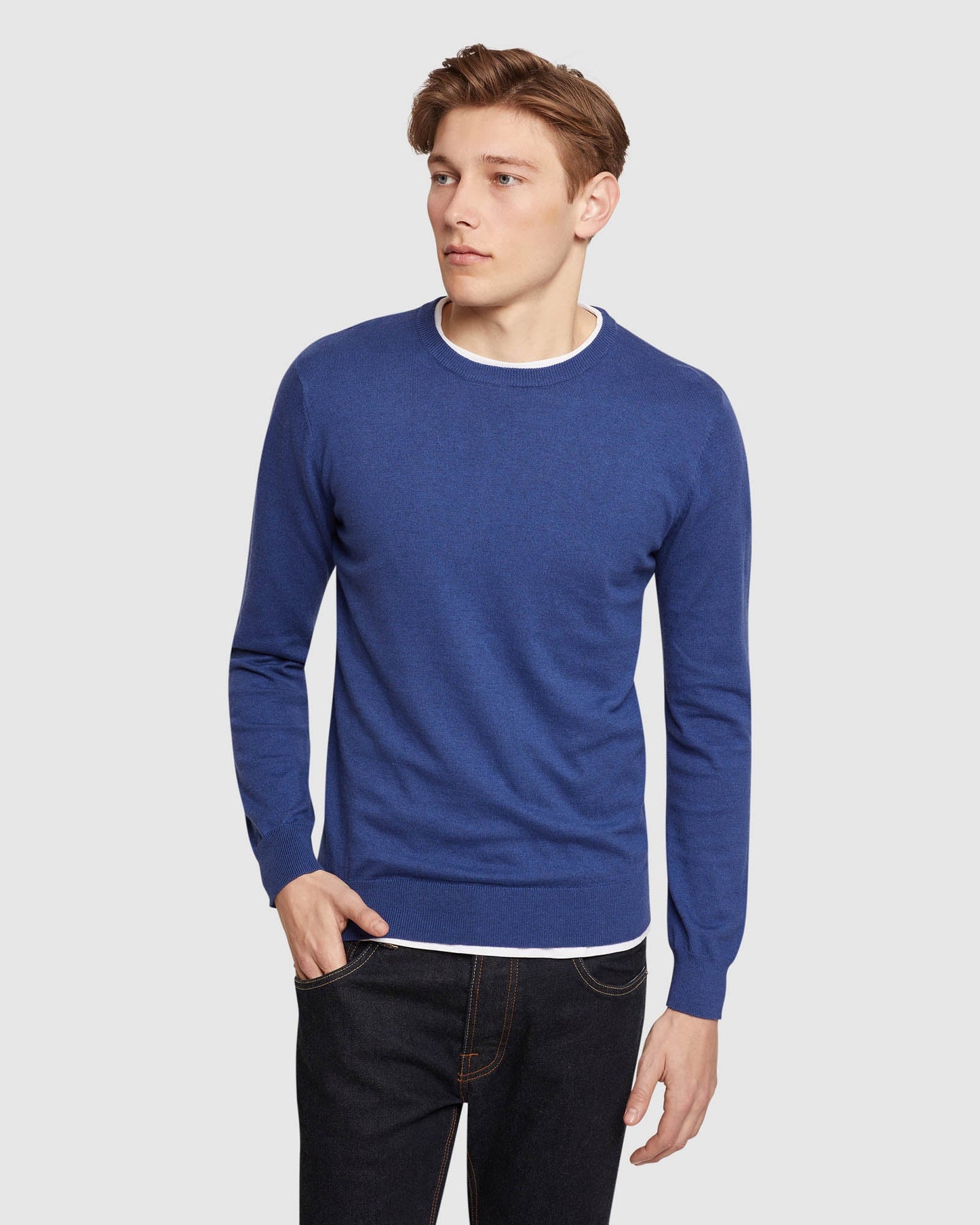 Crew Neck Cotton Cashmere Pullovr