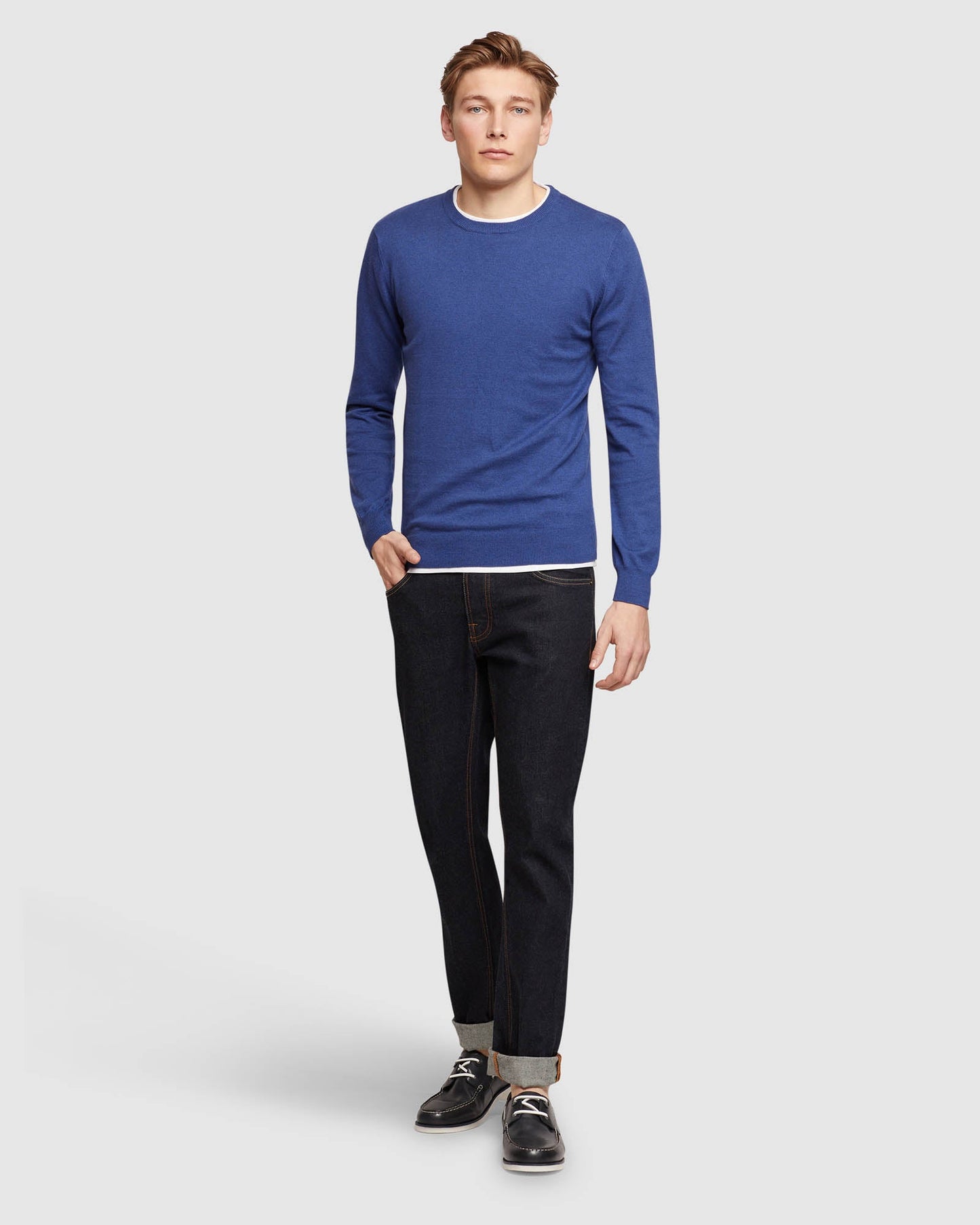 Crew Neck Cotton Cashmere Pullovr