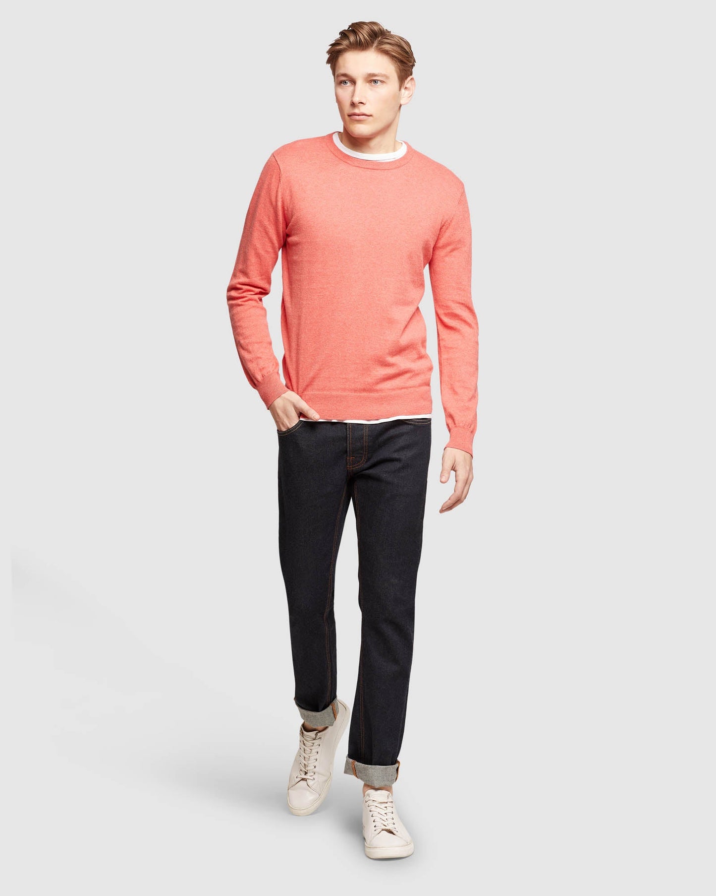 Crew Neck Cotton Cashmere Pullovr