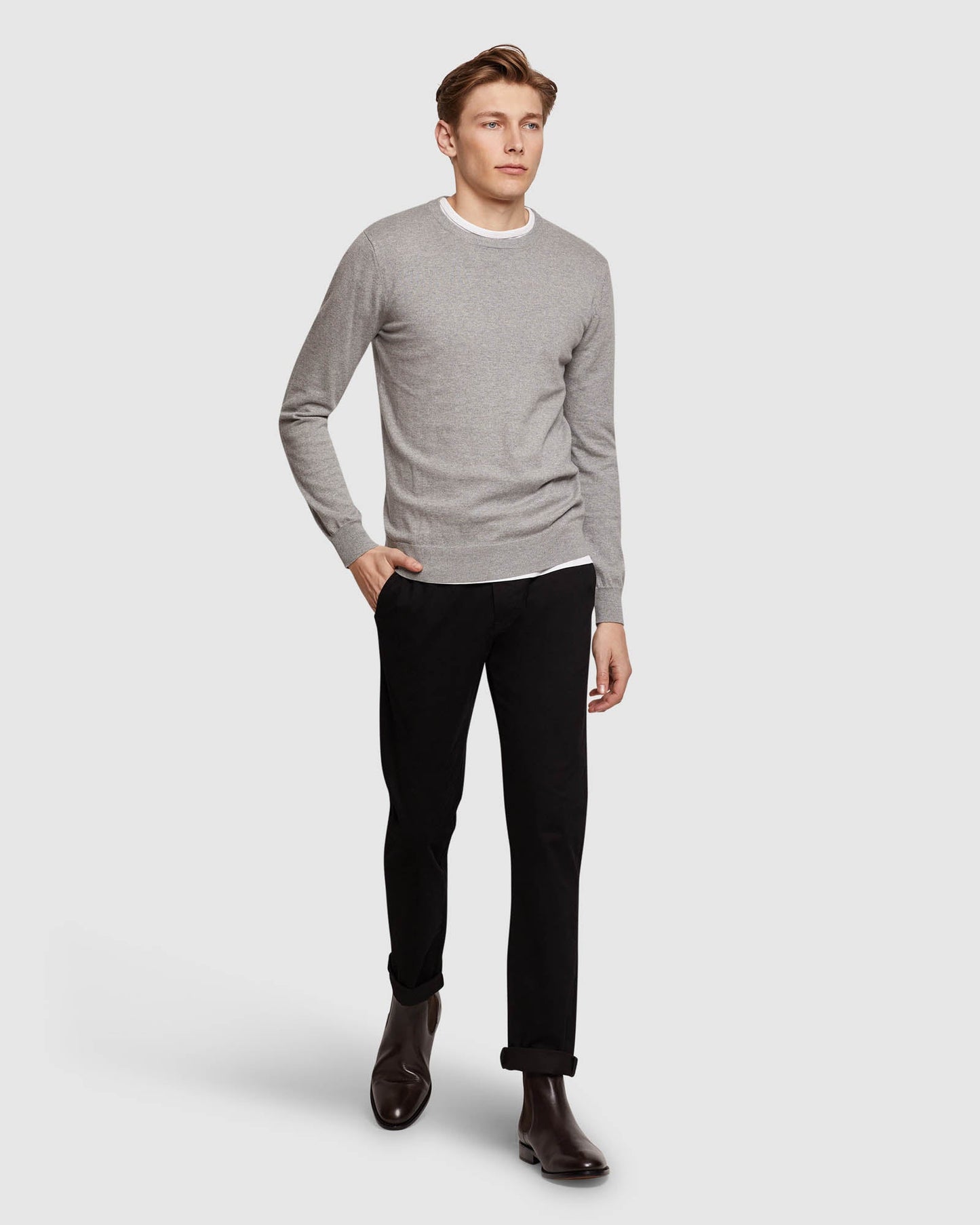 Crew Neck Cotton Cashmere Pullovr