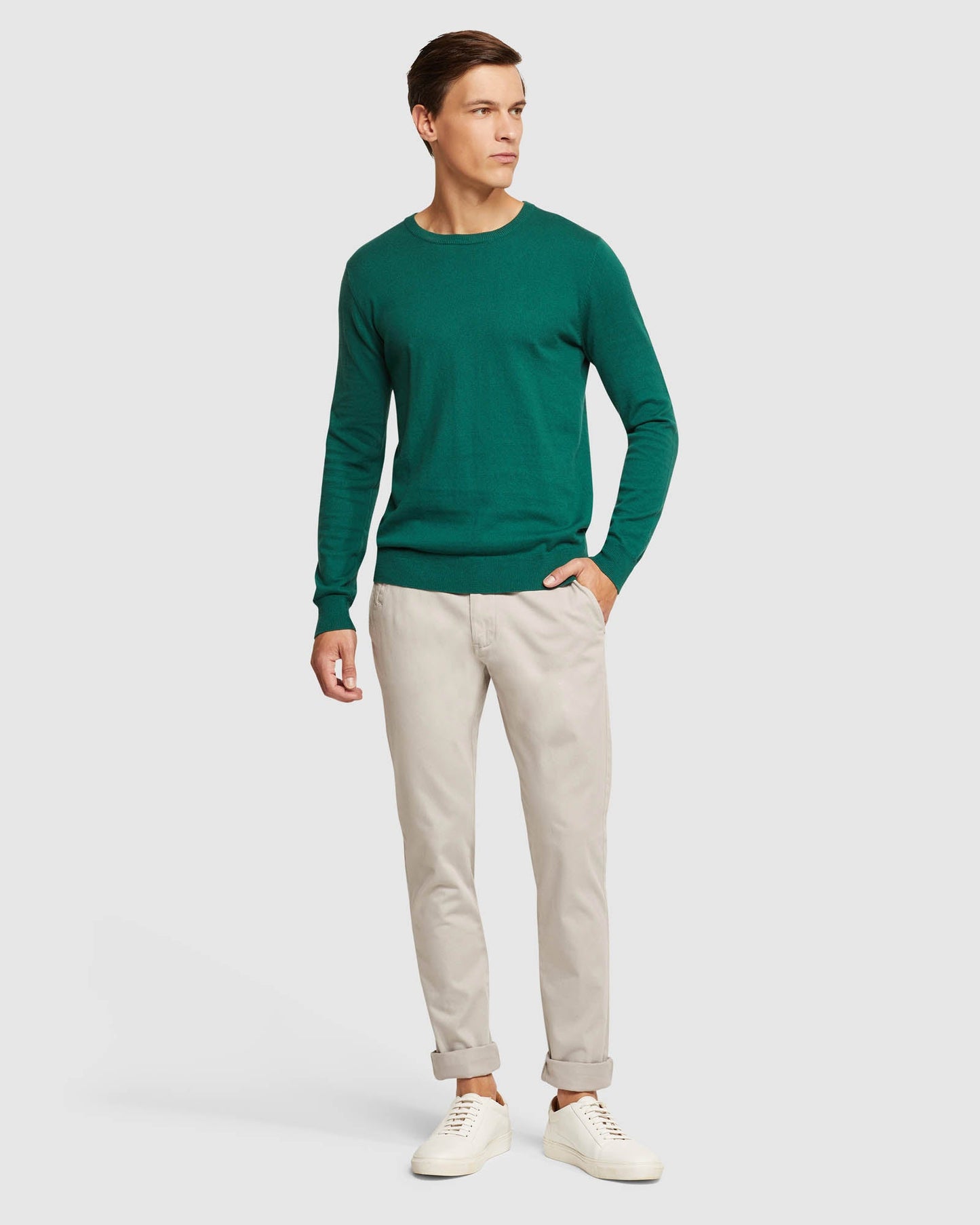 Crew Neck Cotton Cashmere Pullvr