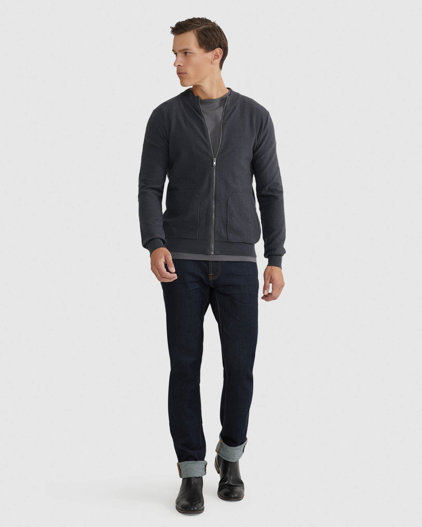 Ryan Cotton Blend Knit Zip Top