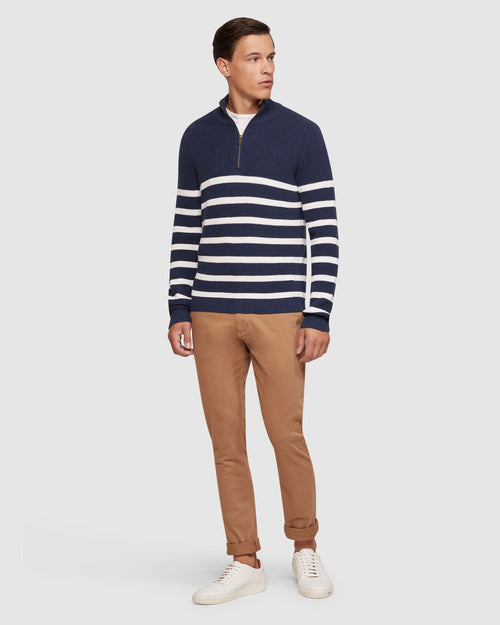 Jack Knitted Stripe Zip Up Sweater