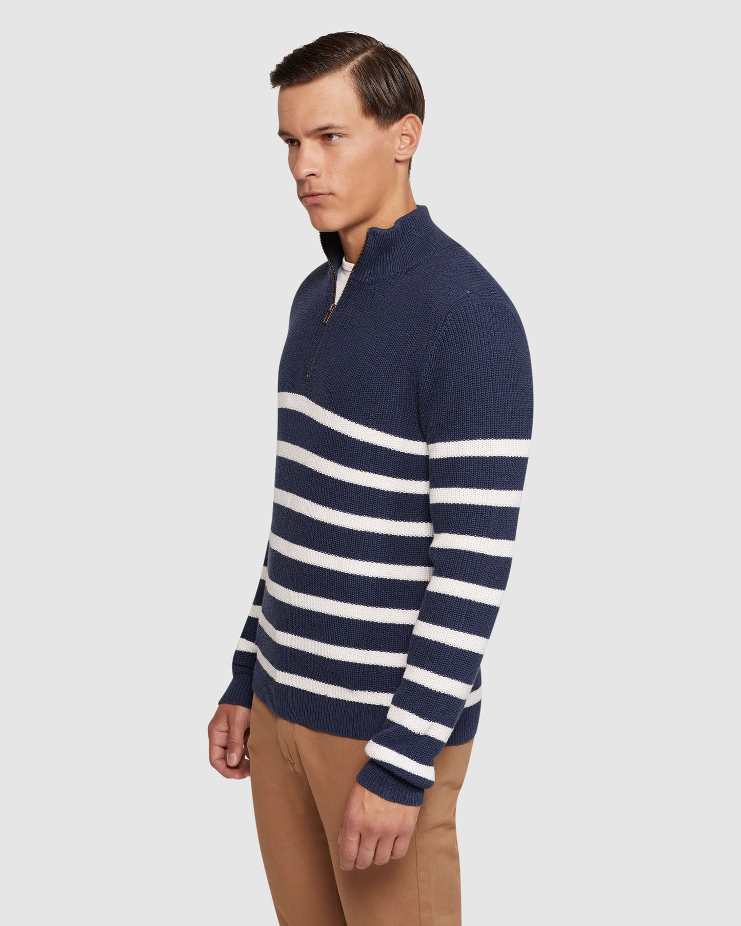Jack Knitted Stripe Zip Up Sweater