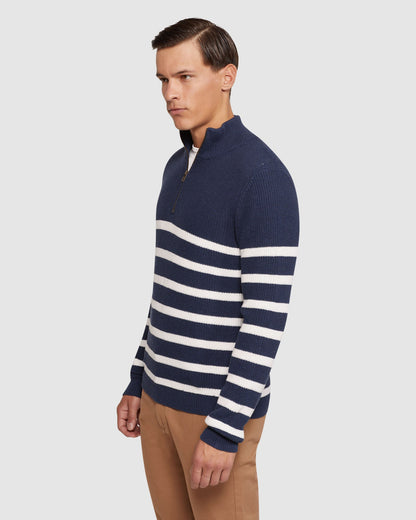 Jack Knitted Stripe Zip Up Sweater