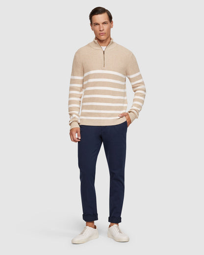 Jack Knitted Stripe Zip Up Sweater