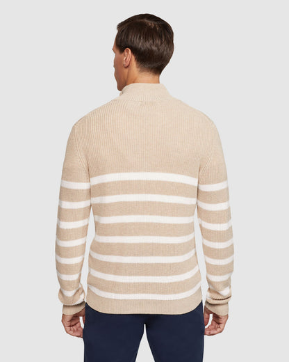 Jack Knitted Stripe Zip Up Sweater