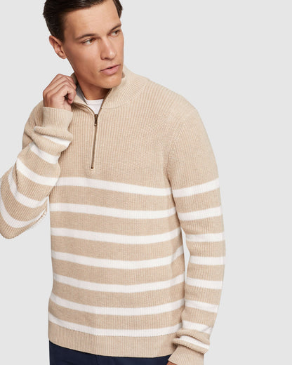 Jack Knitted Stripe Zip Up Sweater