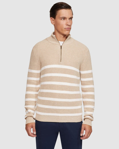 Jack Knitted Stripe Zip Up Sweater