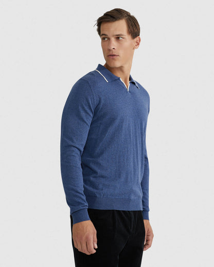 Reiss Tipping Collar Long Sleeve Polo