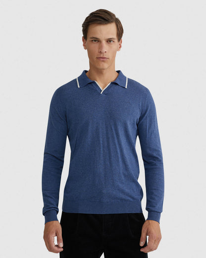 Reiss Tipping Collar Long Sleeve Polo