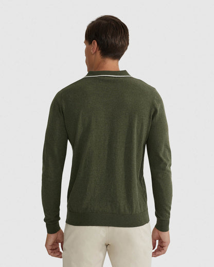 Reiss Tipping Collar Long Sleeve Polo
