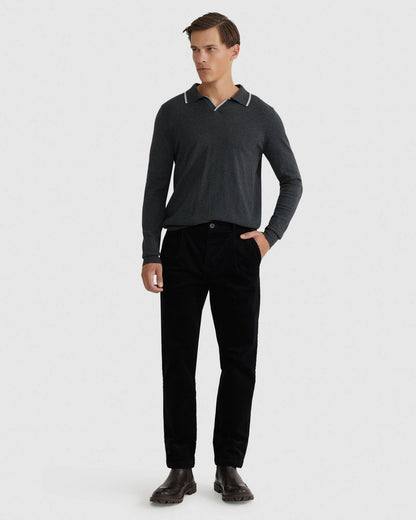 Reiss Tipping Collar Long Sleeve Polo