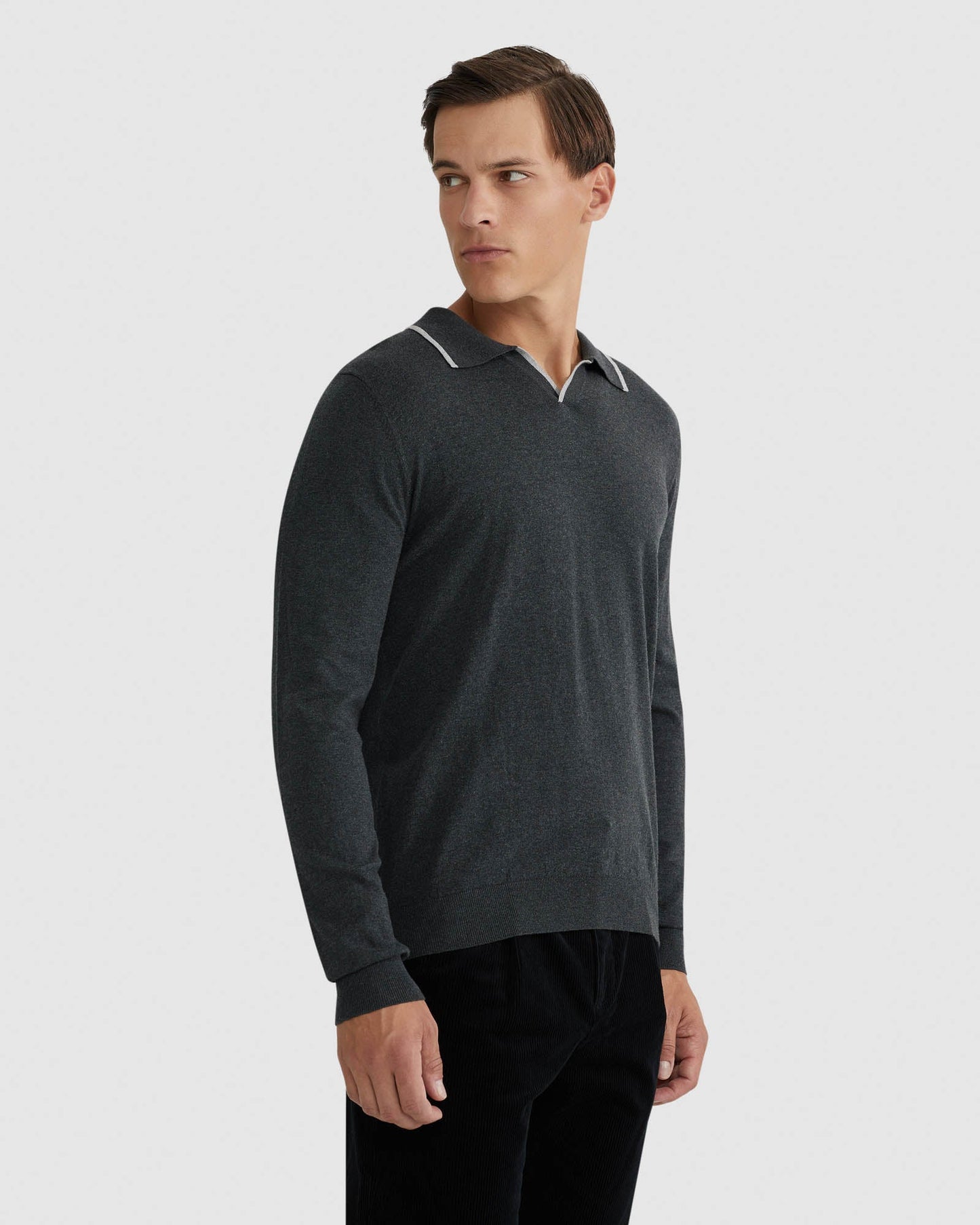 Reiss Tipping Collar Long Sleeve Polo