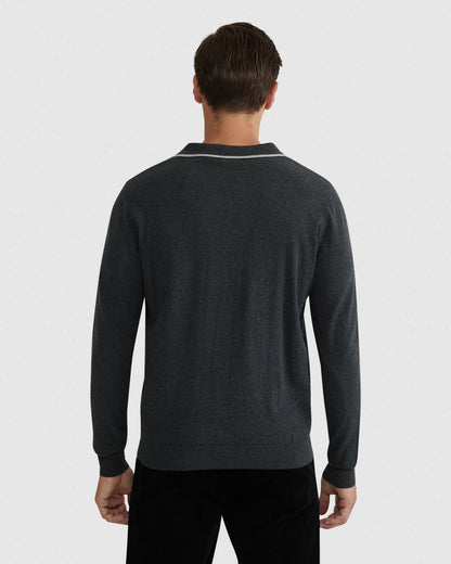 Reiss Tipping Collar Long Sleeve Polo