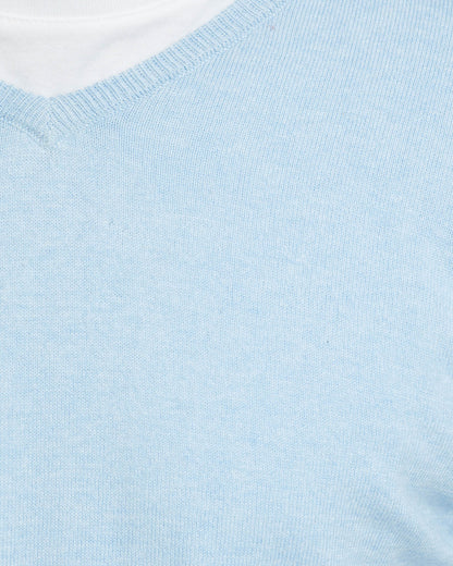 Cotton Cashmere V-Neck Pullover