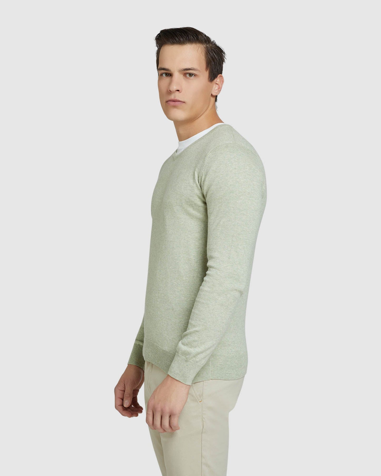 Cotton Cashmere V-Neck Pullover